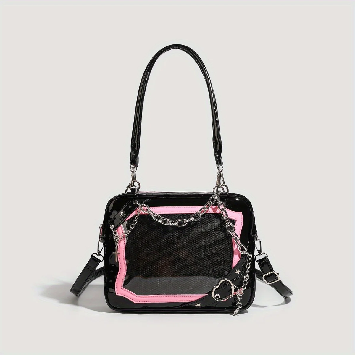 

Сумка на плечо в японском стиле, милый прозрачный кошелек через плечо, кавайная сумка небольшой вместимости для женщин, модная сумка-тоут