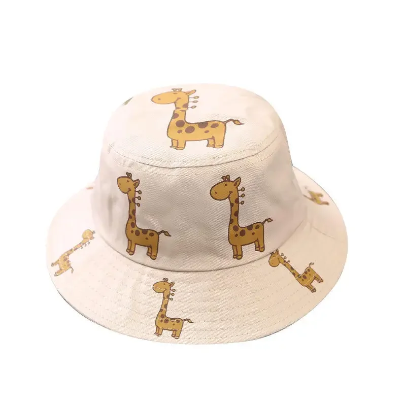 Cartoon Giraffe Kids Bucket Hat Summer Sunscreen Cotton Thin Child Boys Girls Fisherman Hat Outdoor Travel Casual Cap