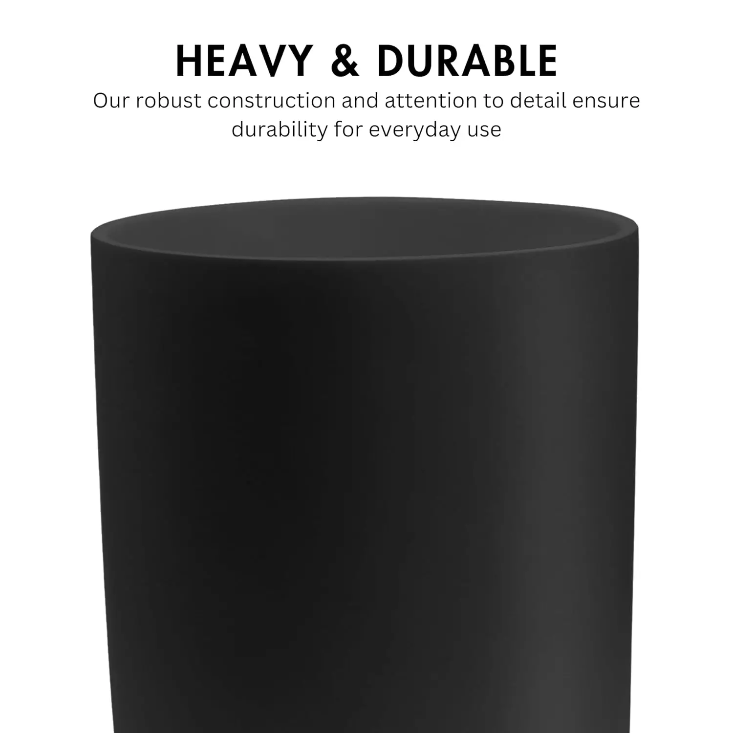 Matte black round compact trash can mini, 2 gallon /7.5 liter trash can, small wastebasket, suitable for home office.