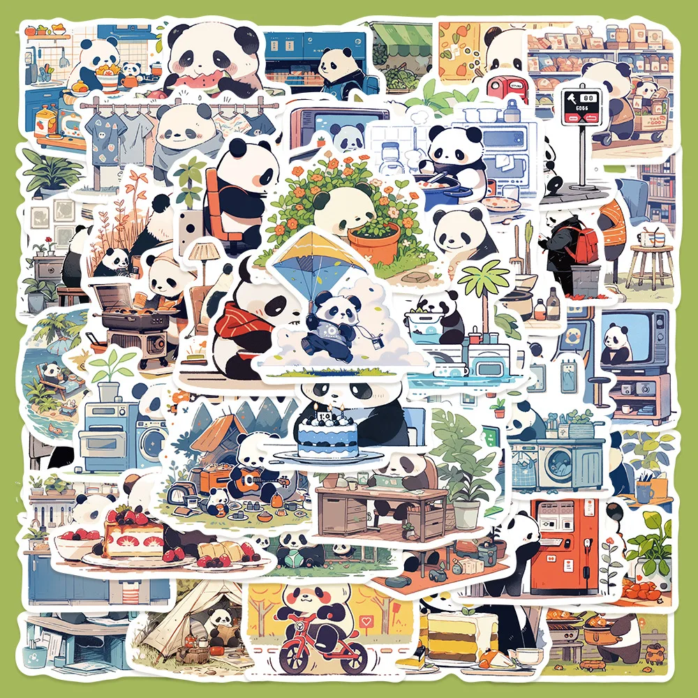 

50Pcs Creative Cartoon Style Cute Panda Daily Series Graffiti Stickers Suitable For Helmet Desktop Wall Decoration DIY Stickers