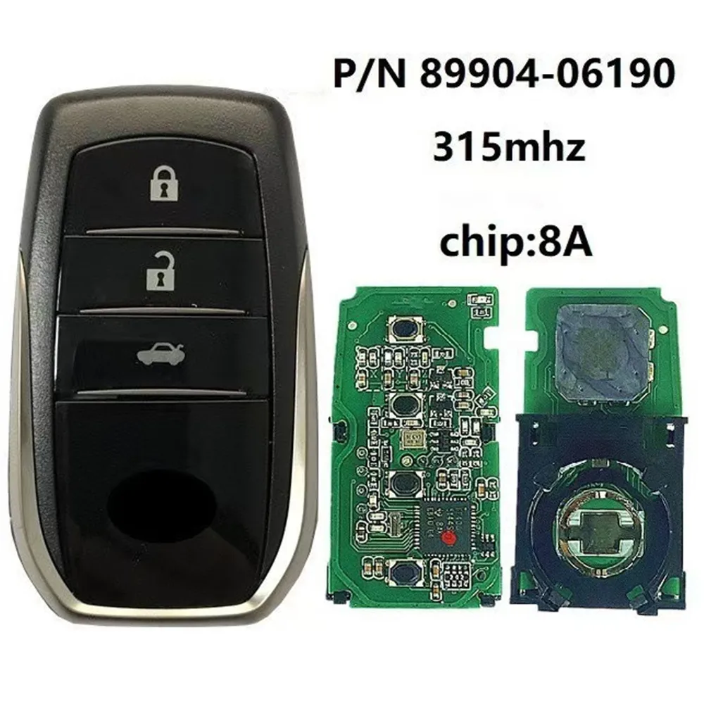 

3-кнопочный дистанционный ключ Smart Keyless с чипом 8А 89904-06190 с 315 МГц для Toyota RAV4 Camry Corolla Lexus, автоаксессуары