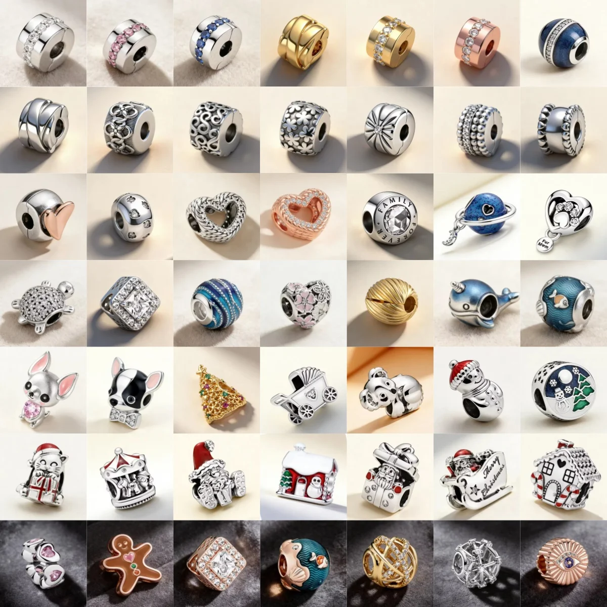 S925 Silver Christmas Tree, Santa Claus, Gingerbread House Gift Box, Spaced Beads, Enamel Crystal DIY Bracelet, Festival Jewelry