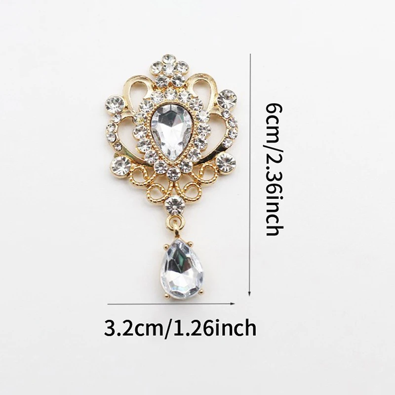 Botón de diamantes de imitación para costura, accesorios de Manualidades para el cabello, broche de espalda plana, accesorios de joyería, 32x60MM