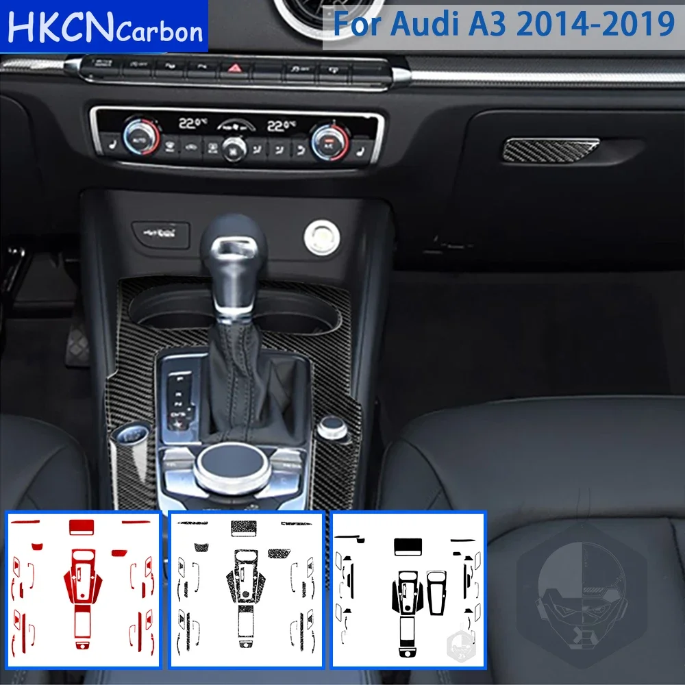 Do Audi A3 S3 8V 2014-2019 Akcesoria Wnętrze samochodu z włókna węglowego CD AC Wentylacja drzwi Panel przekładni Naklejka Dekoracja