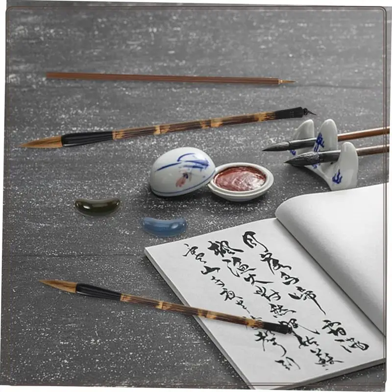 

Reliable-1Set Chinese Calligraphy Brush With Pen Rest Holder Painting Brushes Traditional Calligraphy Tools For Beginners Artist