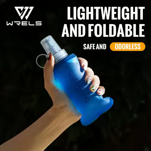 WRELS Folding Collapsible Water Bottle Running Water Bottle Soft Flask TPU BPA-Free Camping Hiking Travel Folding Water Bottle - Image 7