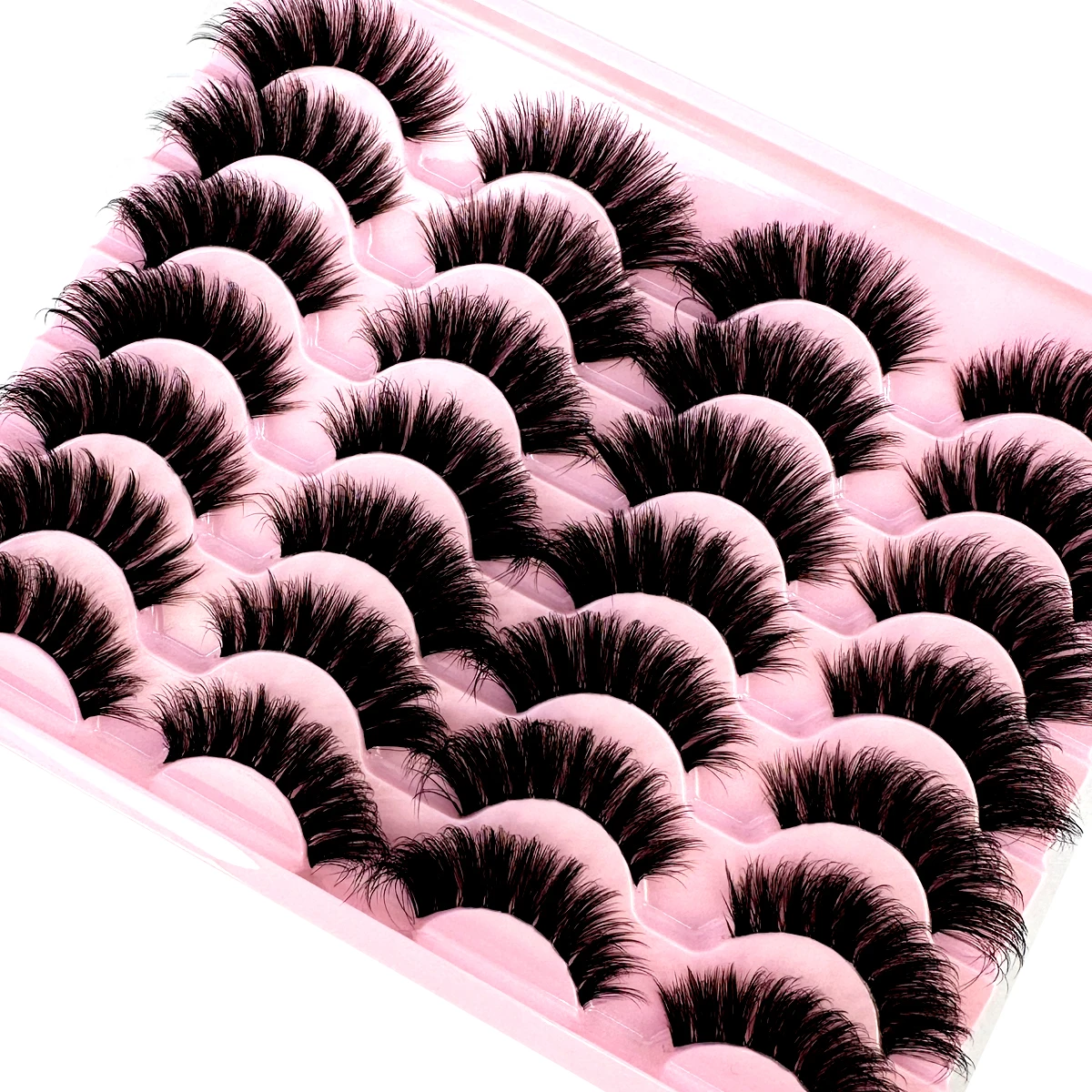 14PairsInvisible Band False Eyelashes 5DFluffy Wispy Faux Mink Eyelashes Cat Eye Effect Dramatic Lashes Eyelash Extension Makeup