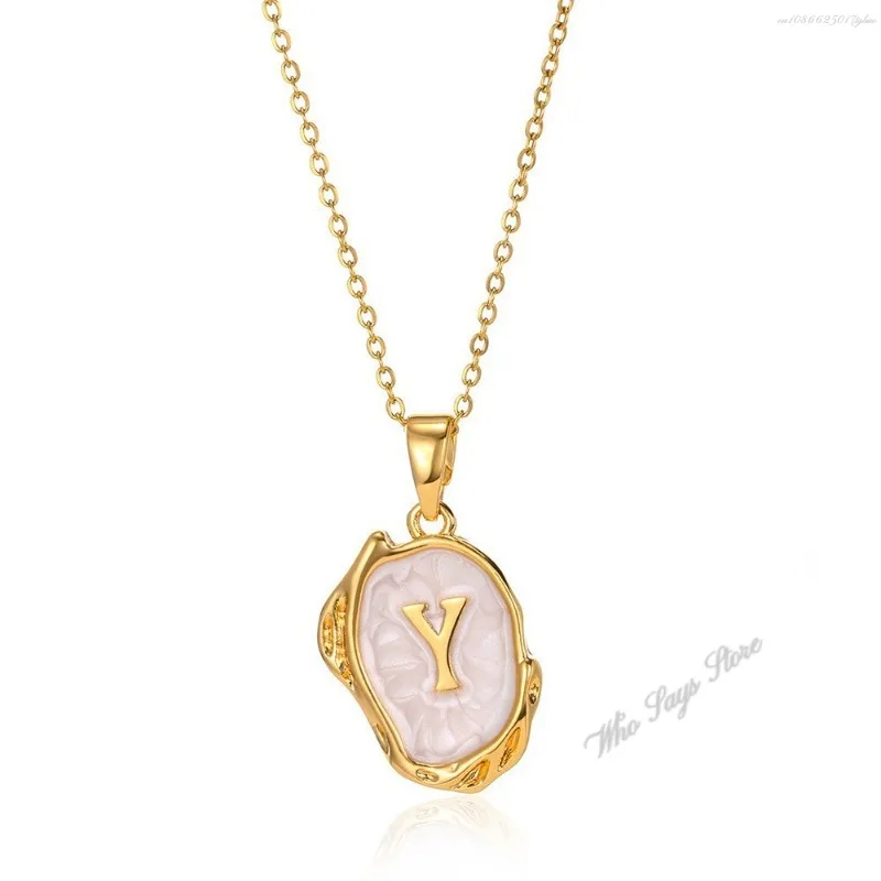 A-Z Alphabet Gold Plated Stainless Steel Pendant Necklace for Women Snake Chain Initial Letter Clavicle Necklaces Collar Jewelry