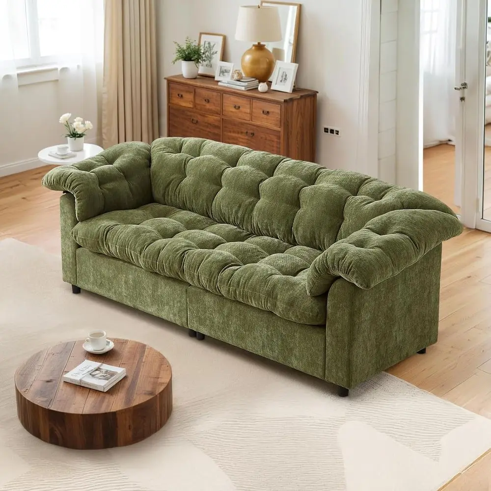 

Green Oversized 94.8 Tufted Chenille Cloud Sofa, Deep Seat Comfort for Living Room, Bedroom, Office