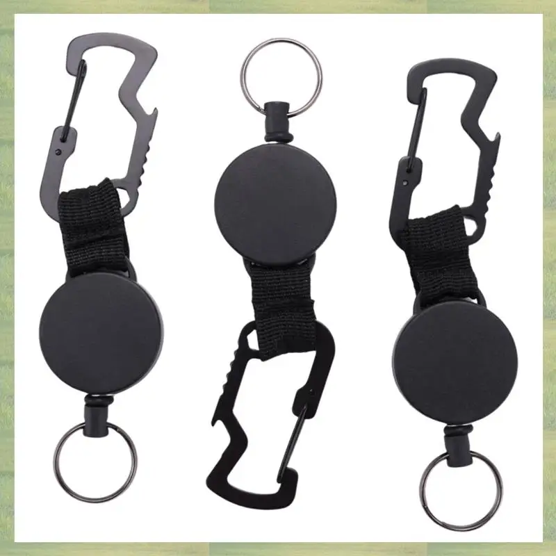 N15R-9 Pack Retractable Keychain - Heavy Duty Badge Holder Reel With Multitool Carabiner Clip,Key Ring With Steel Wire Cord