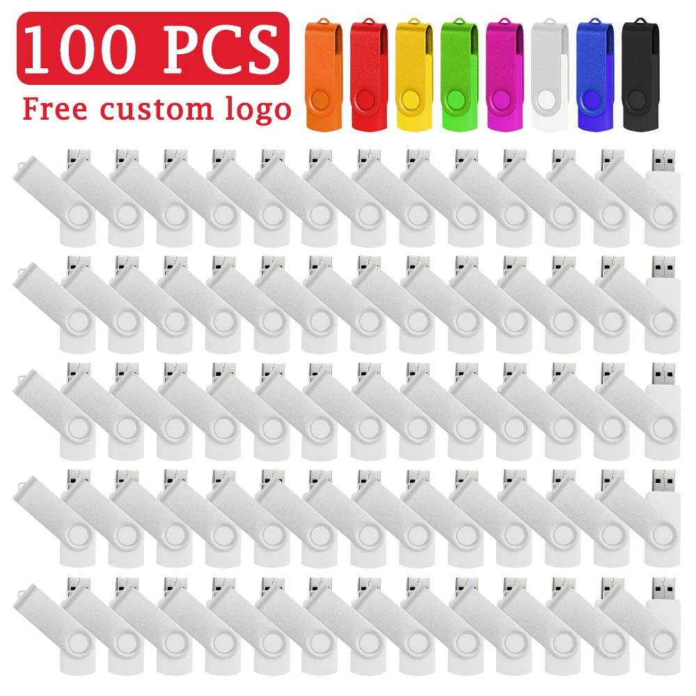 100PCS/LOT Free Custom Logo USB Flash Drive128GB 100% Real Capacity Pen Drive 64GB Free TYPE-C Adapters Memory Stick 32GB