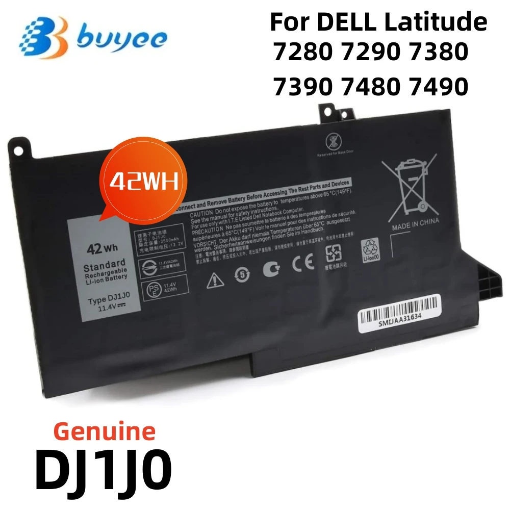 

New DJ1J0 42WH Laptop Battery Compatible For Dell Latitude 7000 7480 7290 E7280 7380 7390 E7390 E7480 7490 Series Notebook F3YGT