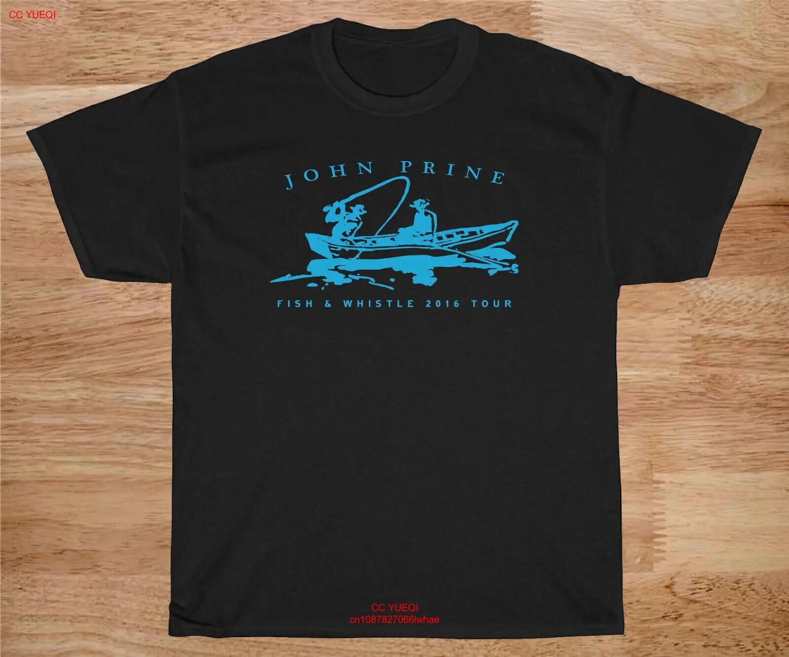 T-shirt en coton John Prine Fish and Whistle Tour, T-shirt classique, All TANT244