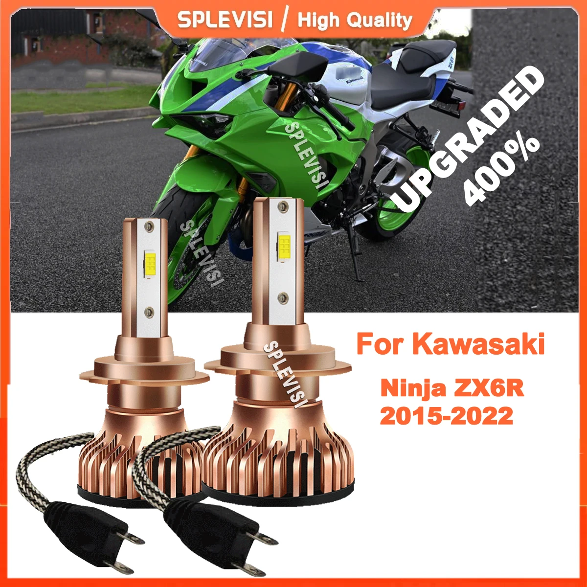 

2x H7 Motorcycle LED Headlight Motorbike Lamp CSP 360° Lighting For Kawasaki Ninja ZX6R 2015-2022 2016 2017 2018 2019 2020 2021