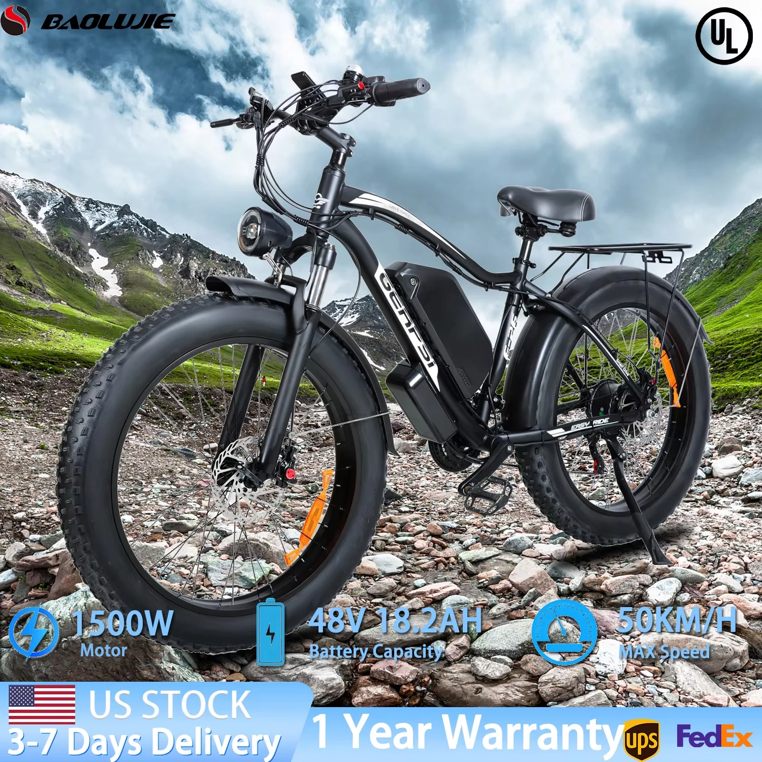 

BAOLUJIE 2601 1500W EBike Electric Bike for Adult 48V18.2AH Removable Battery Long Range 31MPH Electric Bicycle【1 Year Warranty】