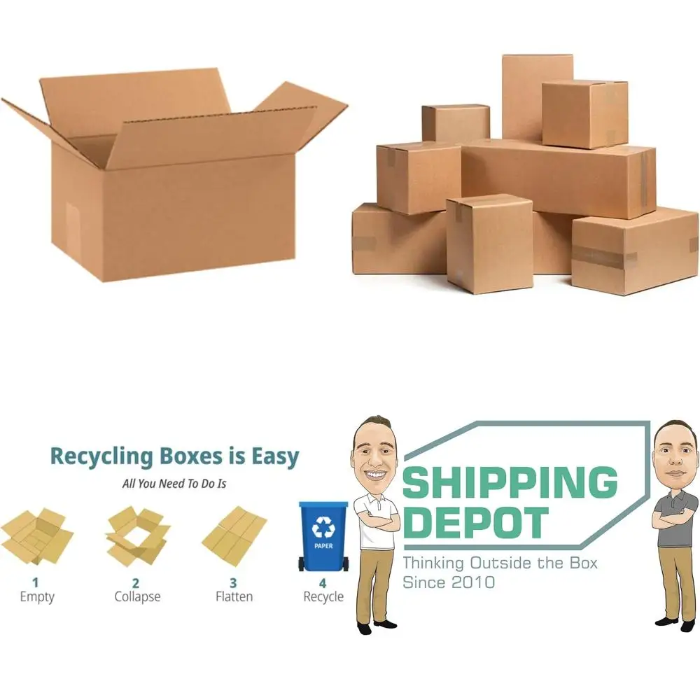 

10x7x5 Inch Corrugated Cardboard Shipping Boxes - 100 Pack for Mailing, Moving, and Packing Cubes