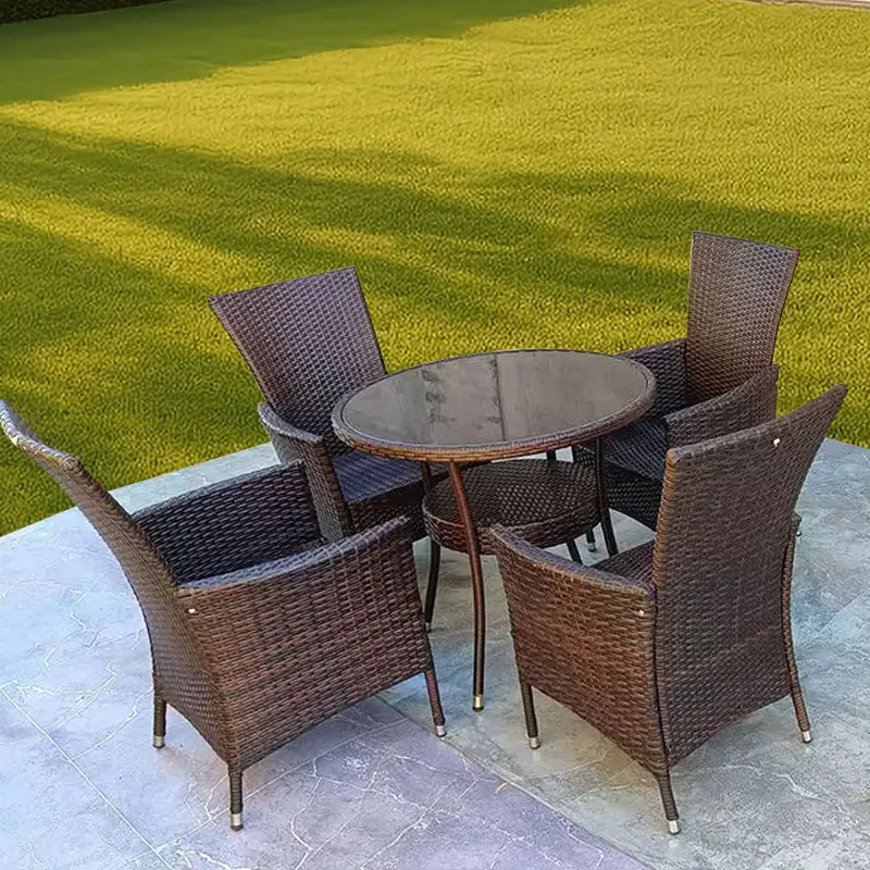 Ensembles de meubles de jardin minimalistes en rotin, fauteuil, ensembles de meubles de jardin, ensemble de salon nordique de styliste, meubles de jardin d'extérieur