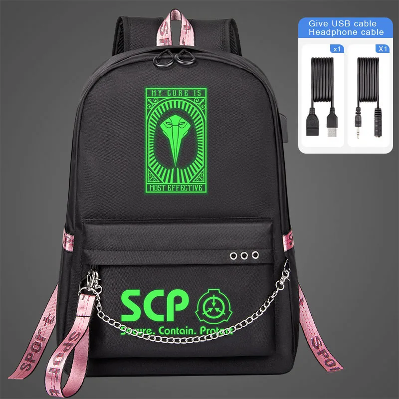 

SCP Foundatio school bags for boys SCP Green Fluorescent Luminous Bag 2022 NEW Large Capacity Children Backpacks schoolbag