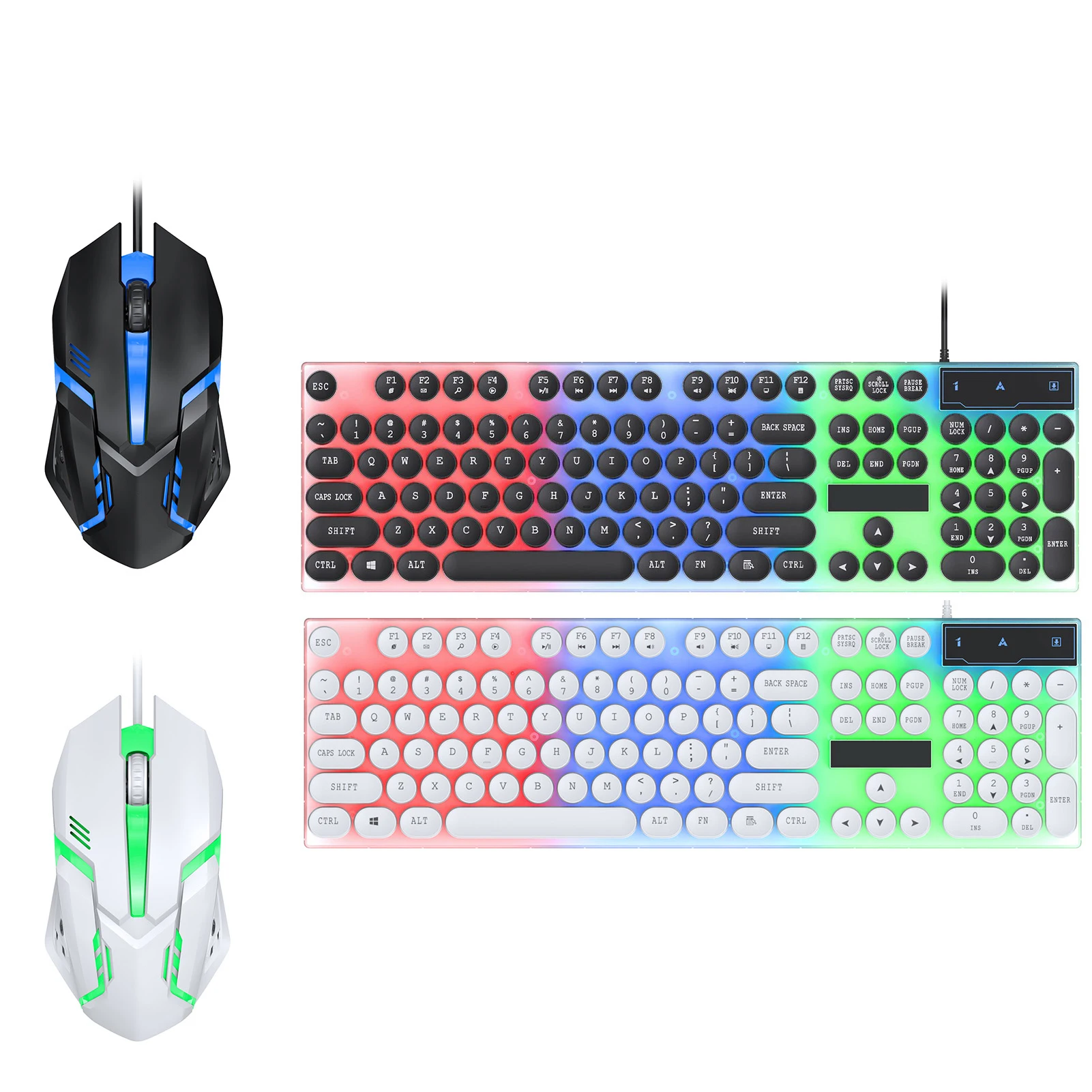 Colorful LED Backlit Wired Keyboard and Mouse Combo Gaming 104 Keys Wired Keyboard USB Keyboards with Gaming Mouse