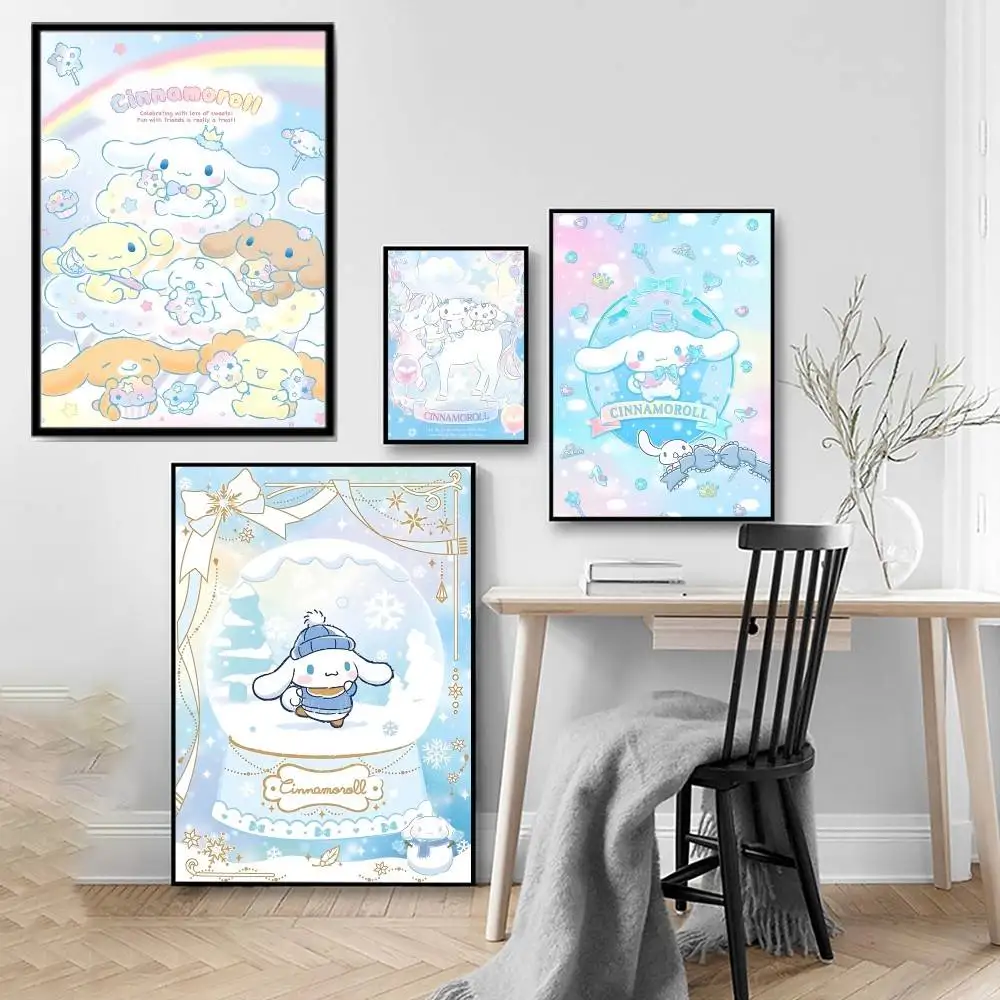 Kawaii Dog C-Cinnamoroll Poster High Quality Print Poster Waterproof Wall Art Movie Posters For Living Bedroom Retro Decor Gift