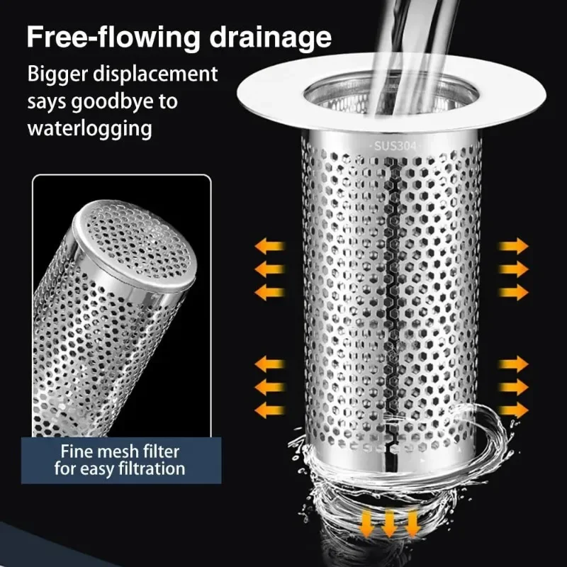 Pop-Up Bounce Core Stopper Stainless Steel Floor Drain Filter Washbasin Anti Odor Plugs Wash Basin Hair Catcher Sink Strainers