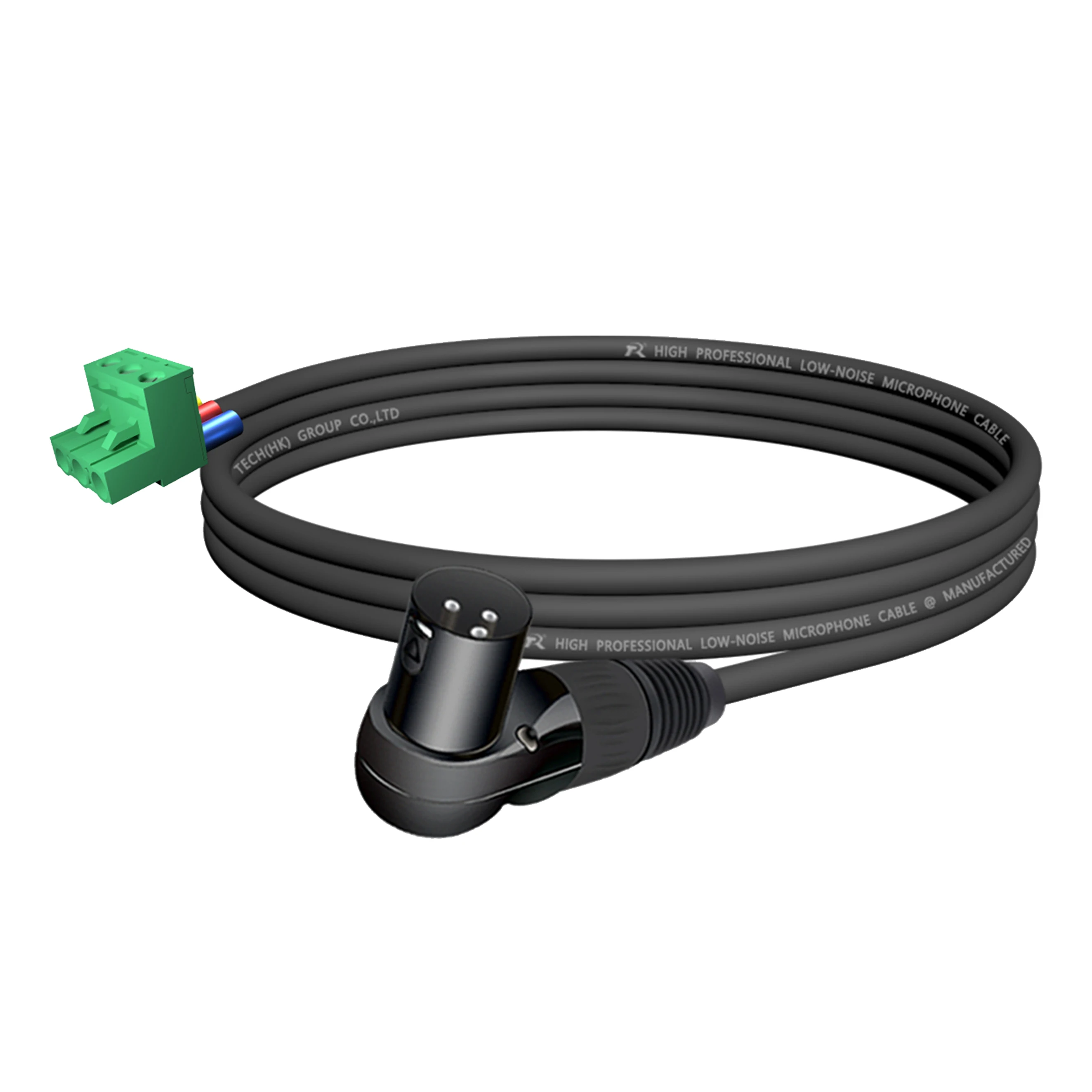 Rechtwinkliger schwarzer XLR-Stecker, 3-polig männlich oder weiblich, verbunden mit 3-poligem Phoenix-Stecker, 5,08 mm 3-polige PCB-Schraubklemme – Detail 2