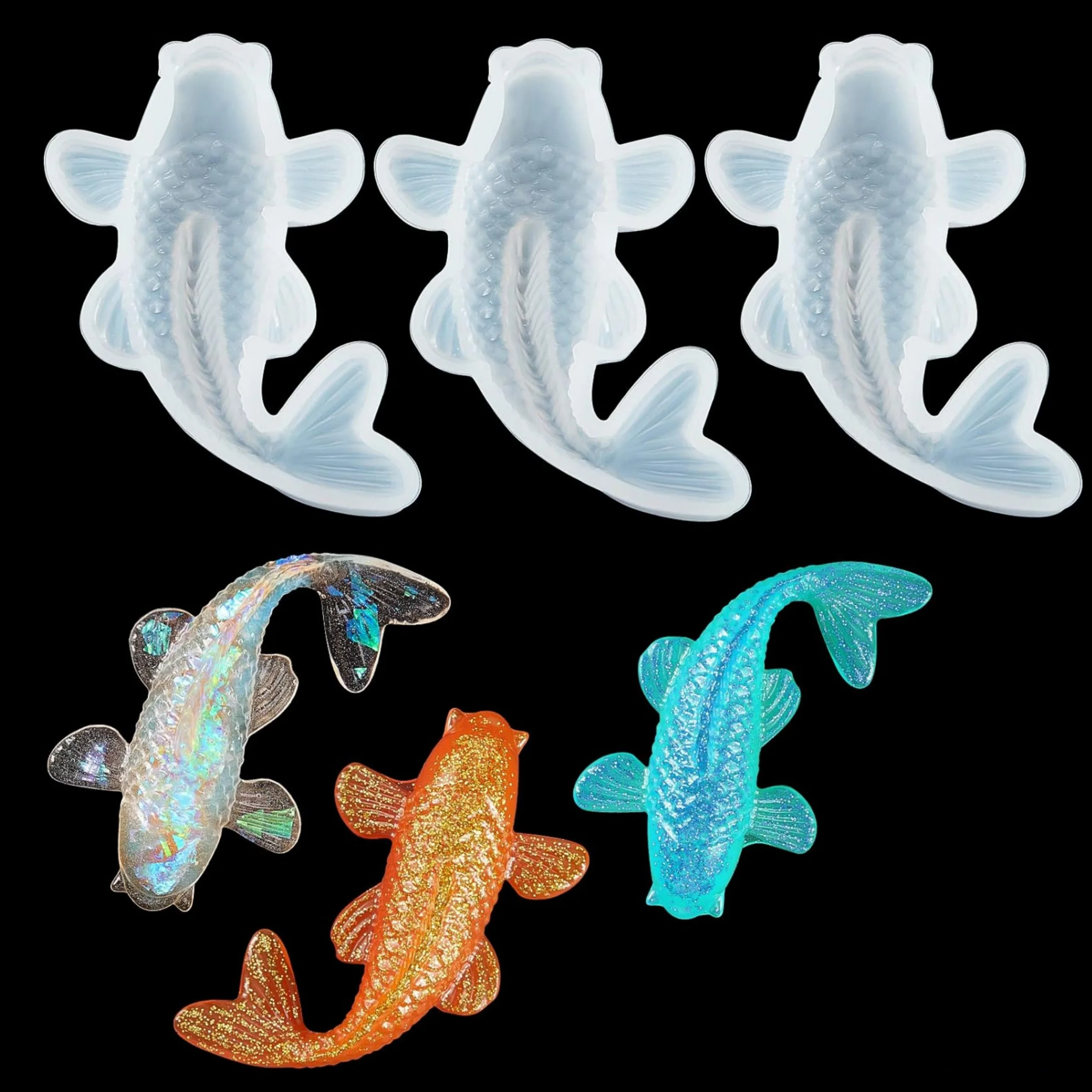 Koi Fish – moules en résine de Silicone, pendentif, poisson rouge, queue de poisson, bijoux pour la fabrication de bijoux, breloques pendentif, décoration de gâteau Fondant