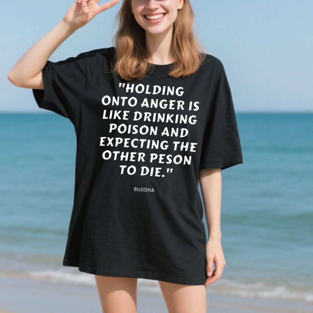 Buddha Forgiveness Quote Spiritual Wisdom Women Cotton T-Shirt Buddhist Teaching Inspiration Motivational Saying Graphic TShirts