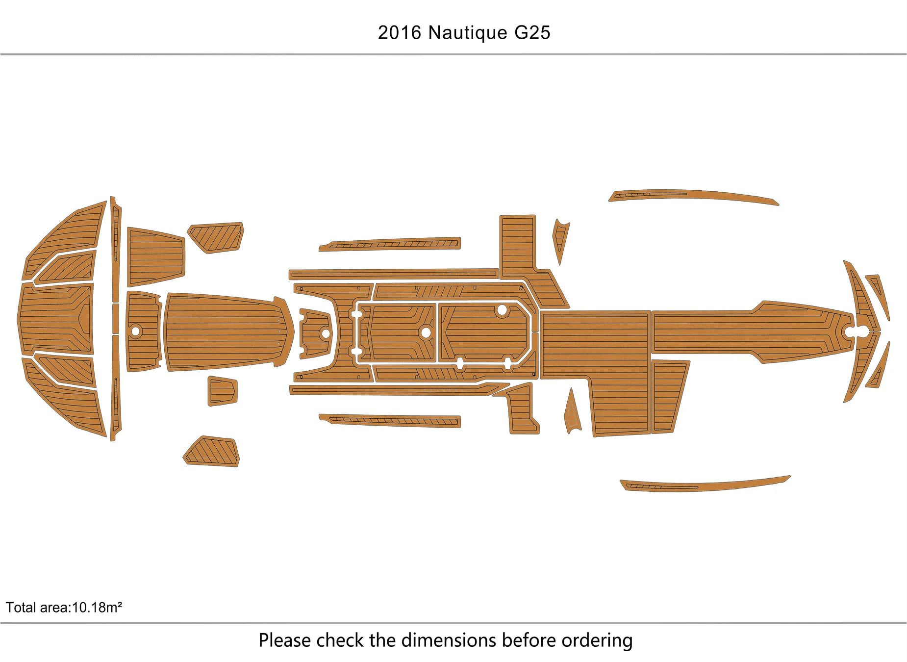Non-Slip EVA Faux Teak Marine Mat Self-Adhesive 6mm Yacht Cockpit Pad for 2016-2019 Nautique G25 Boat Decking Easy Install