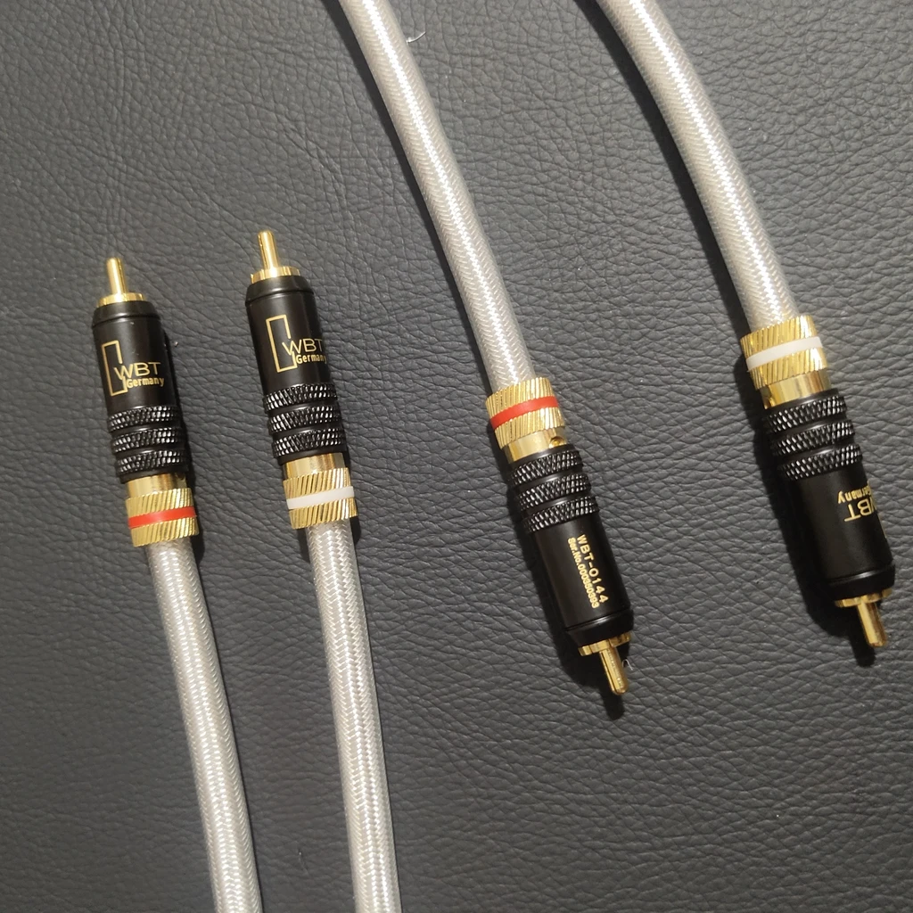 High Quality QED High-purity OCC silver-plated conductor Audiophile RCA Interconnect Cable with WBT 0144 RCA Plug Audio line