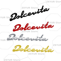 Metal Dolcevita Emblem Car Sticker Letter Badge Body Rear End Trunk Decor For Fiat Panda 500 500L Topolino Punto Evo 600e Abarth