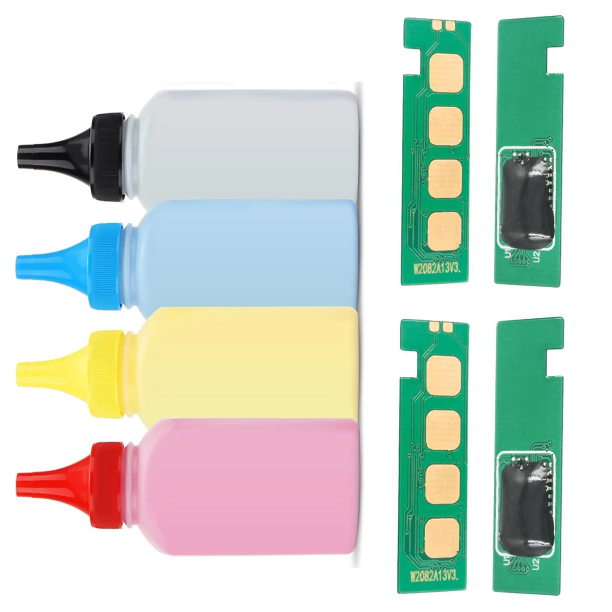 4Pcs Toner Pwoder and Reset Chip for HP W2060A W2070A W2080A W2090A 116A 117A 118A 119A Color 150a 150w 150nw MFP 178nw 179fnw