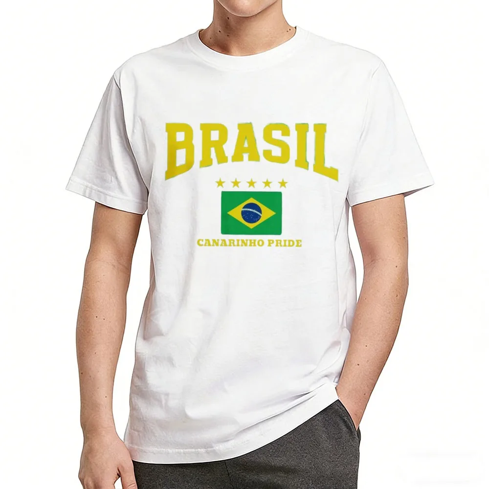 Brazil Cropped Tshirt Brazil Jersey Lovers Style Brasil Gift for Her High Quality Cotton Short-sleeve Tee Casual Retro Men Top