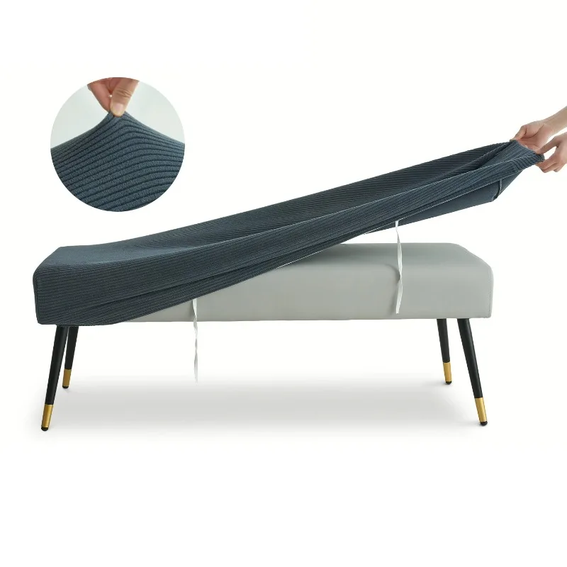 Polar Fleece Bench Cover Stretch Long Piano Stool Cover Universal Seat Protector for Bedroom Change Shoes Chair Pad High-End