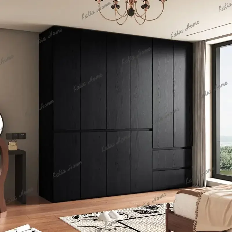 FG Bedroom Storage Wardrobes Sliding Clothes Black Wooden Girls Rack Cabinets Wardrobes Open Cupboard Guarda Roupa Home Furnitur