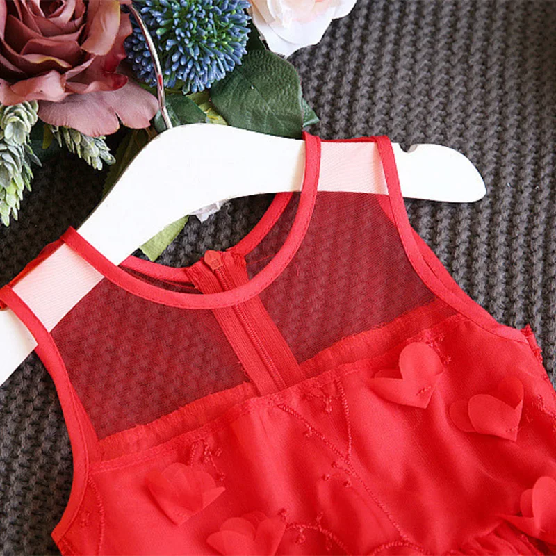 فستان صيفي للفتيات الصغيرات من الدانتيل فساتين حفلات أنيقة بدون أكمام مطرزة بالزهور للفتيات فستان الشمس بعمر 2-3 سنوات