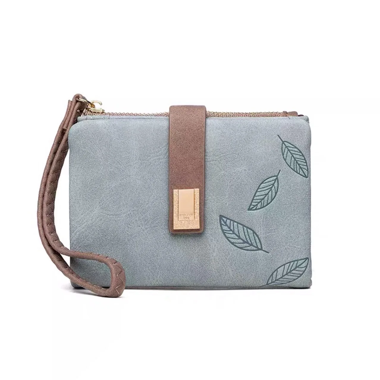 Spring/Summer 2025 New Women's Short Wallet, High-Quality PU Hardware Leaf Buckle, Solid Color Zipper, Student Coin Purse