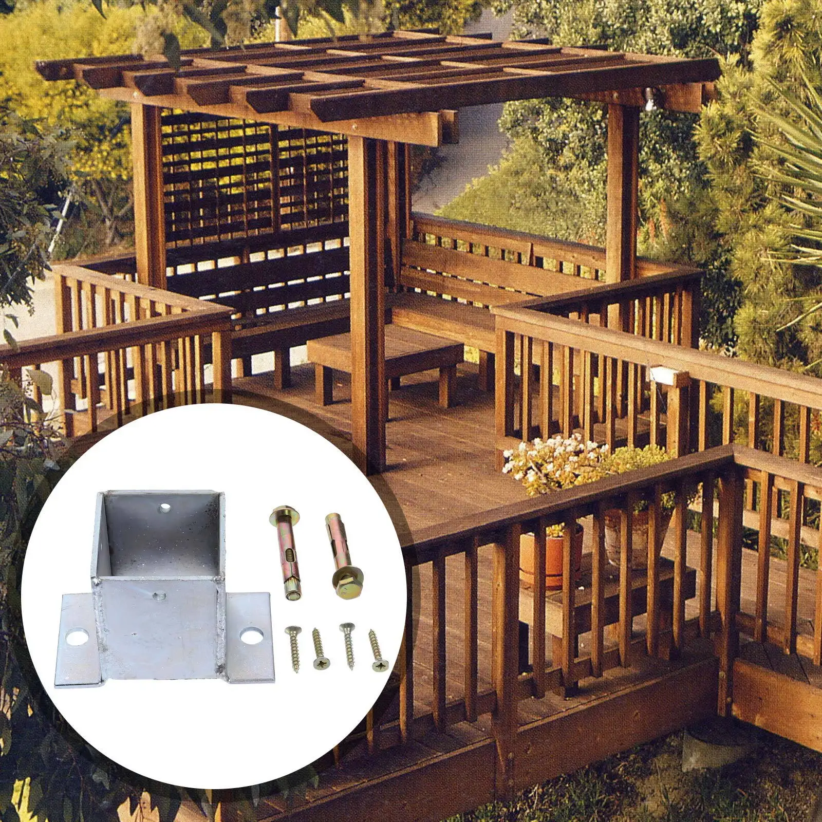 

Heavy Duty Post Base Cover Silver Stainless Steel Fence Post Base Bracket Square Posts Deck Porch Railing Handrail Support