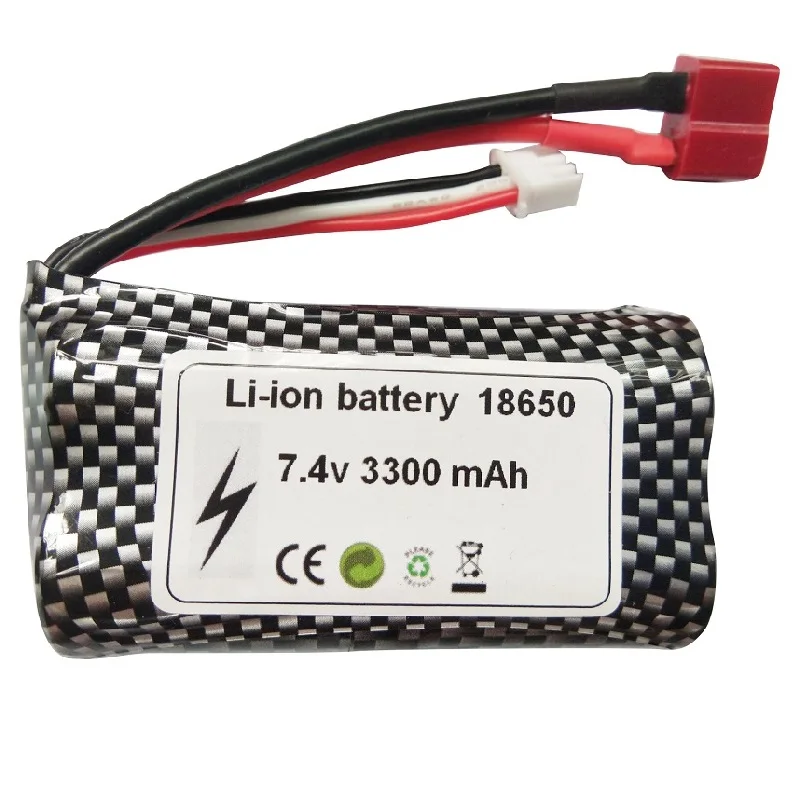 Q46 Wltoys 10428 /12428/12423/12402A/12427 R/C Car Spare Parts 2S 7.4V 3300MAH li-ion Battery 18650 T plug/USB charger