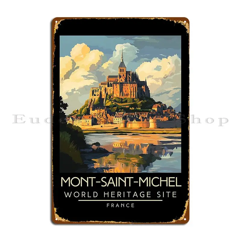 Una viaje Vintage de Mont Saint Michel Francia placa de Metal placas de cartel Club diseñador pared Mural personalizado cartel de estaño