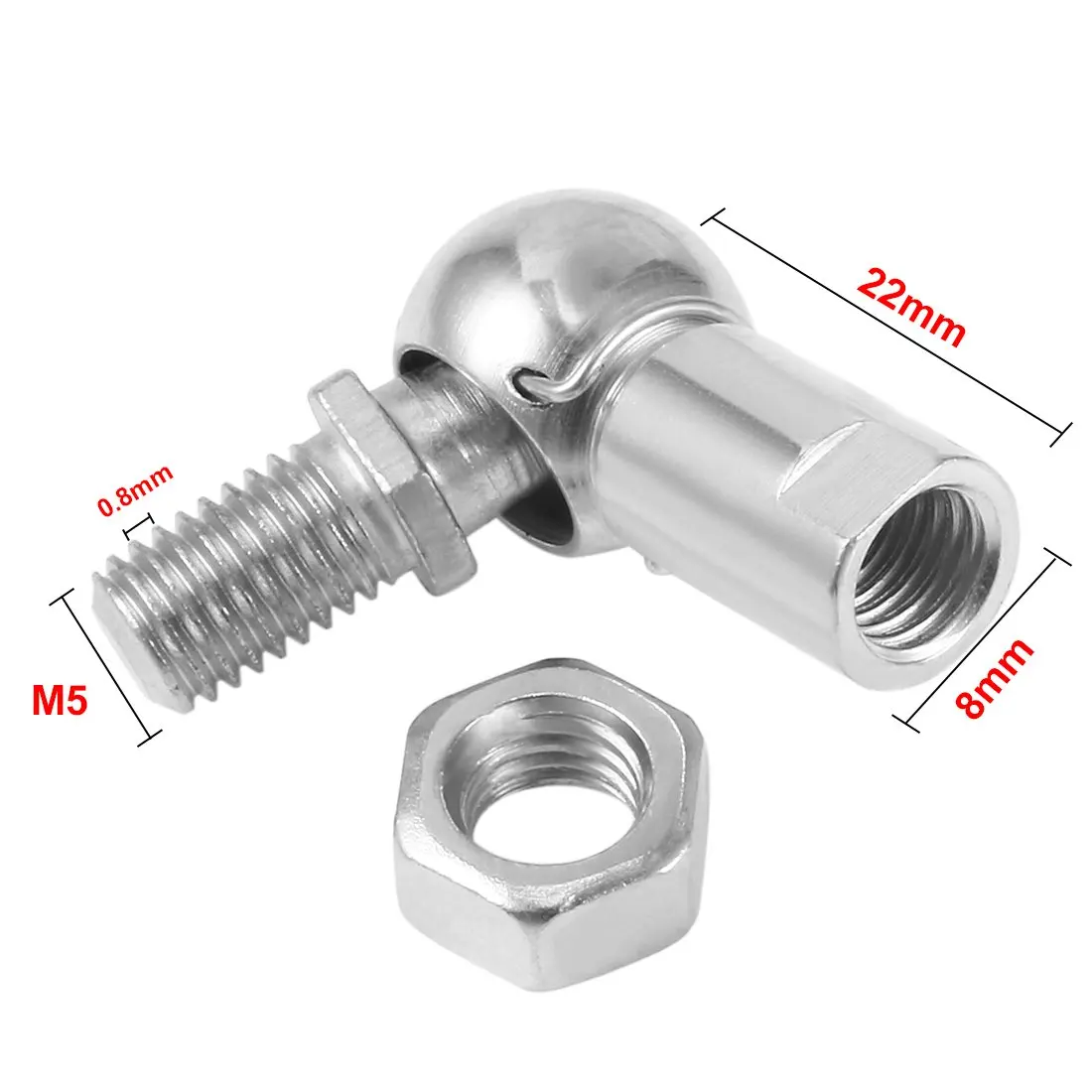 AB34-CS8, Rod End Ball Bearing With Stud, M5X0.8Mm Carbon Steel Right Hand 4Pcs,Ball Joint Bearing
