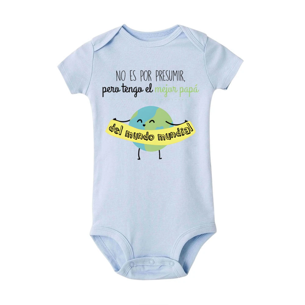 I Have A Best Dad in The World Spanish Printed Baby Romper Funny Newborn Summer Bodysuit Infant Short Sleeve Jumpsuits Clothes