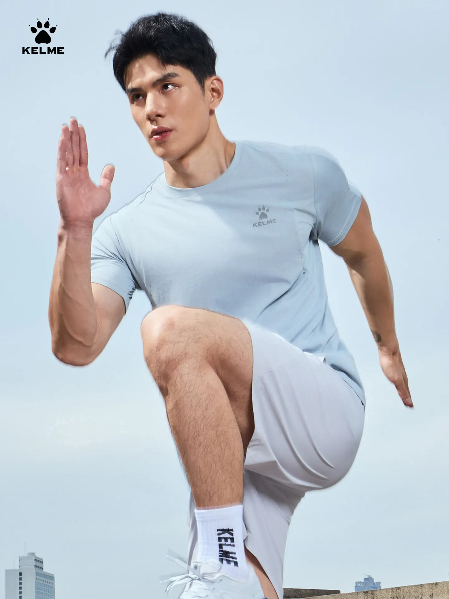 Kelme Sports Training T-shirt Men's Breathable Round Neck Solid Color Top Fitness Running Speed Dry Short Sleeve