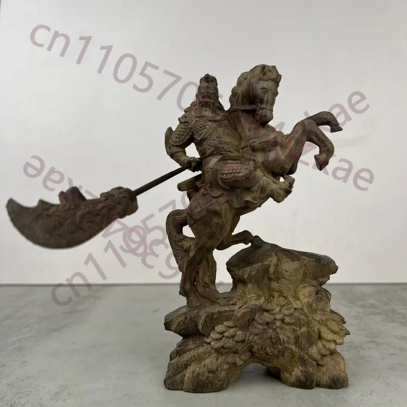 Hand-Carved Agarwood Guan Gong Statue - 7.5