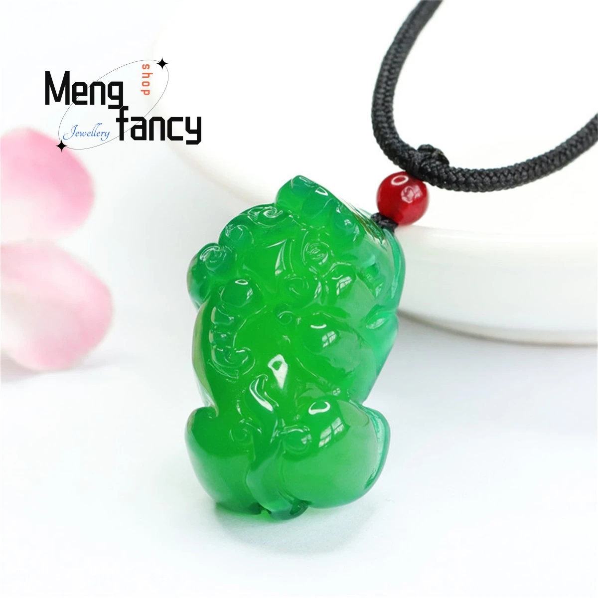 

Natural Green Chalcedony Agate Pixiu Pendant Rosary Necklace Simple Personalized Versatile Ethnic Style Men Women Fine Jewelry