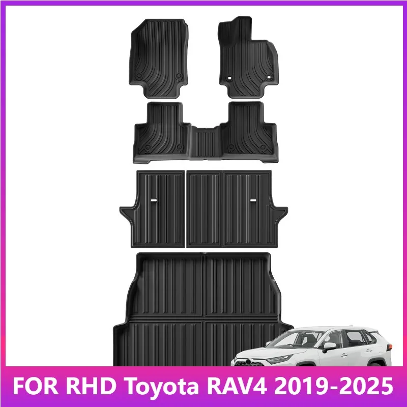 

Коврики для Toyota RAV4 2019-2024 2025, автомобильные коврики с правым рулем, подкладка для багажника, коврик для багажника, TPE, 3D коврик для ног, аксессуары