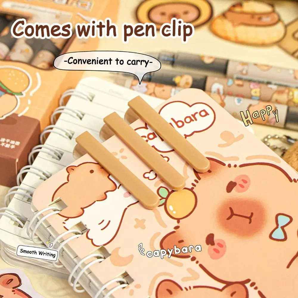 

6Pcs/lot New 0.5mm Capybara Gel Pen Panda Quick-drying Press Erasable Pen Cartoon Black Pen School Office Writing Stationery