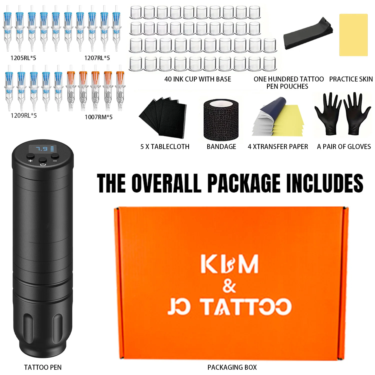 Kit de máquina de tatuagem sem fio, conjunto de caneta de tatuagem rotativa, kit de arma de tatuagem para maquiagem permanente corporal, suprimentos de tatuagem