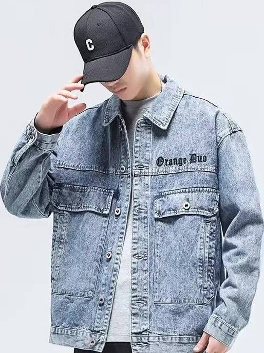 

Мужское свободное универсальное модное пальто в стиле ретро, американское джинсовое пальто, осень-зима, новое молодежное молодежное пальто без пуговиц