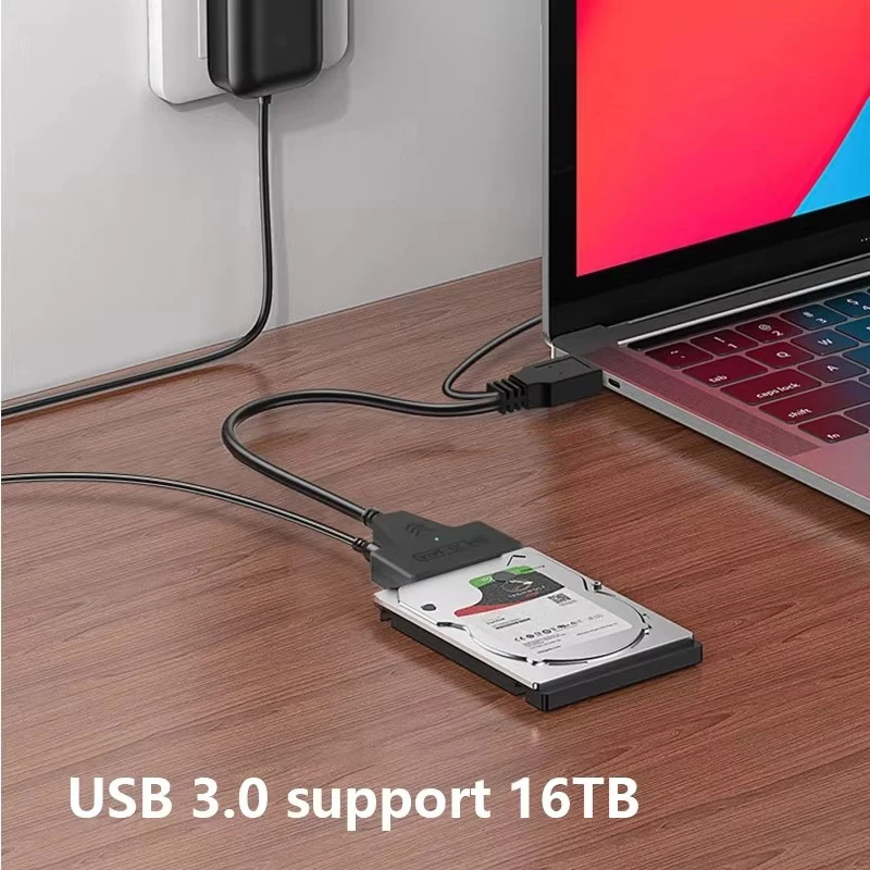 USB3.0 To SATA Converter Cable Hard Disk Drive HDD SATA to USB 3.0 SATA Hard Drive Reader for 3.5/2.5 Inch HDD/SSD with 12V/2A